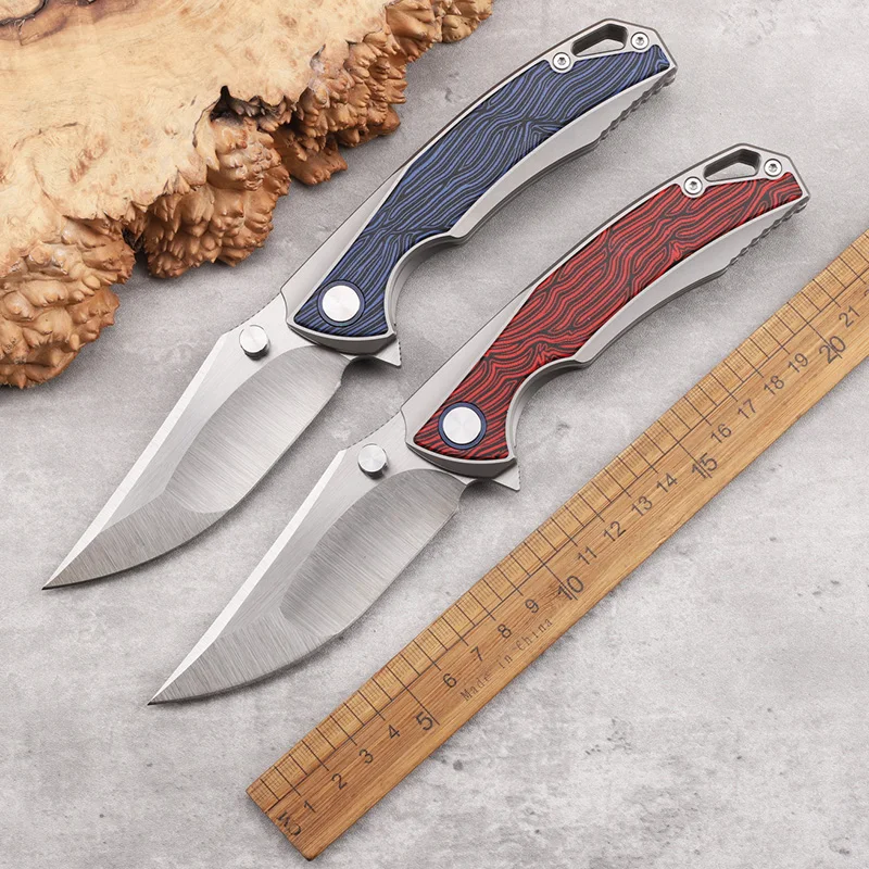 VG10 Steel Titanium Alloy+G10 Handle Folding Knife Outdoor Camping Survival Play Portable EDC Self Defense Tool