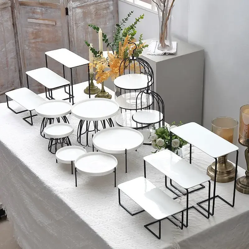 Simple style ceramic dessert table cake display tray afternoon tea snack rack cold meal tea break table opening party