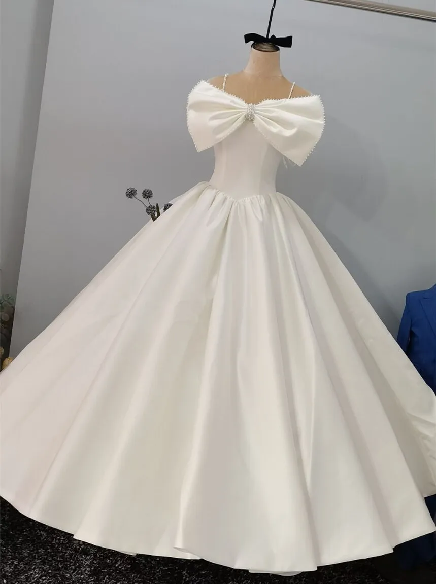 

Женское атласное свадебное платье CloverBridal, светлое платье цвета шампанского с открытыми плечами и длинными рукавами, весна-лето 2022