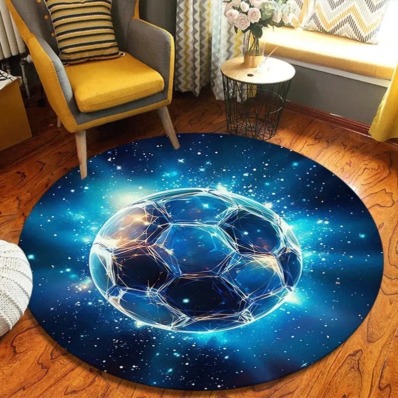 

Футбольный мяч, круглый нескользящий моющийся напольный коврик для гостиной, спальни, ванной комнаты, прихожей, домашнего декора