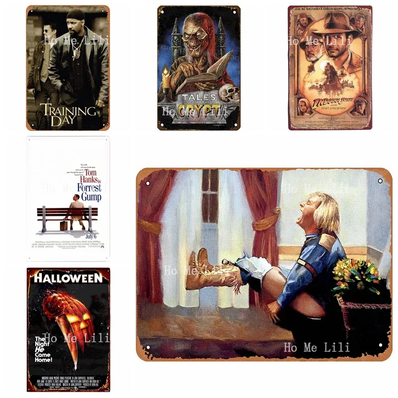 Крипт Последний крестовый поход Форрест Гамп Хэллоуин 1978, День обучения тупой и беспокойства, постер фильма, ретро металлический знак