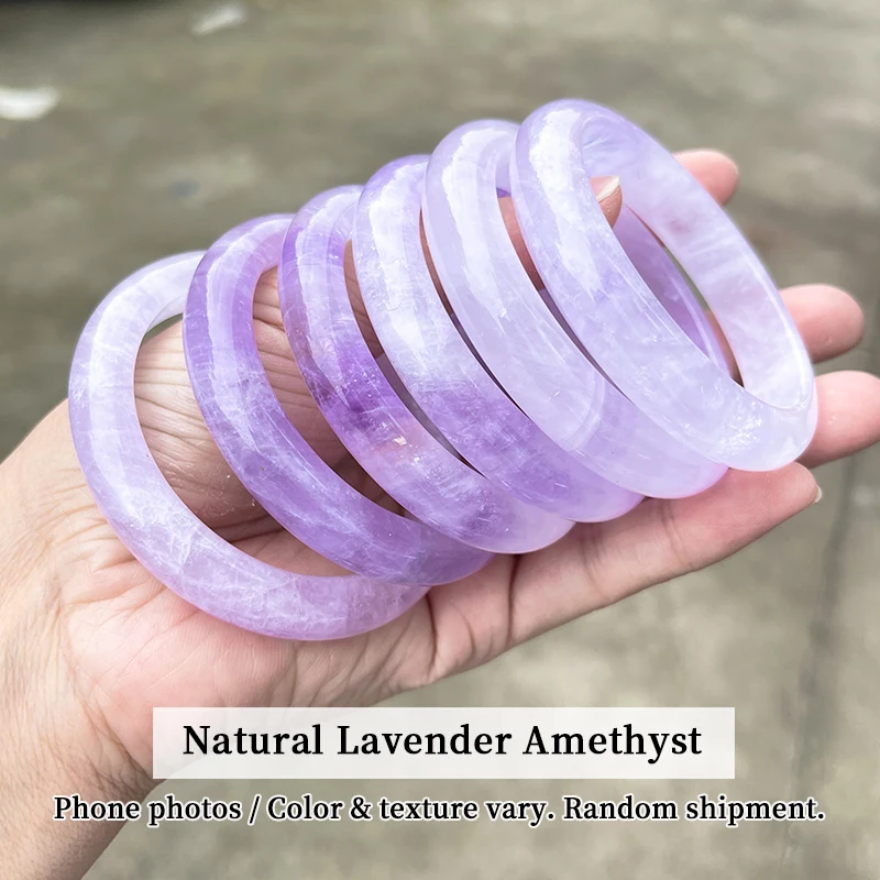 Natürliches Lavendel-Amethyst-Armband Eisig Transparenter Lila Armreif für Frauen Eleganter Kristallschmuck Geschenk – Detail 5