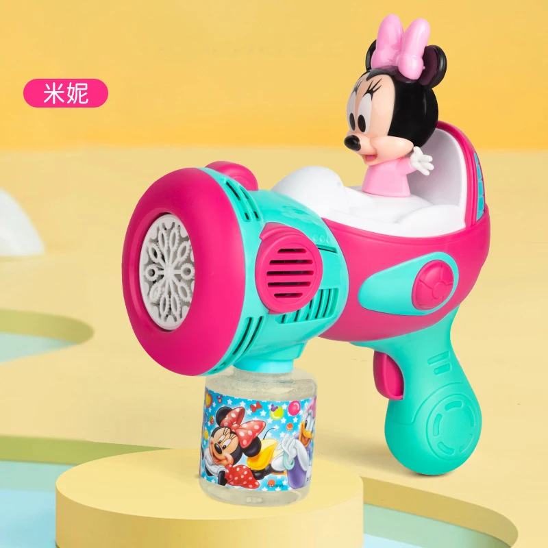 Mickey Mouse Electric Bubble Gun Kids Toy Bubbles Machine Automatic Soap Blower With Light Outdoor Games Boys And Girls Gift