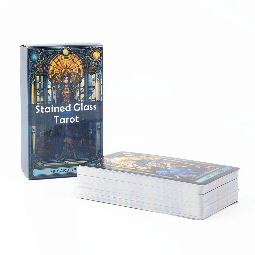 Buntglas-Tarot, ein 78-Karten-Deck, Freizeit, Unterhaltung, Spielkarte, Familientreffen, Wahrsagerei, Brett, Spiele, 10,3 x 6 cm – Detail 3