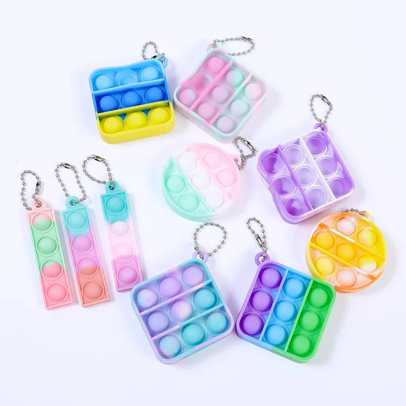 

Mini Keychain Kids Keychain Pendant Silicone Decompression Finger Bubble Press Childrens Gifts Stress Relief Anxiety StressToy