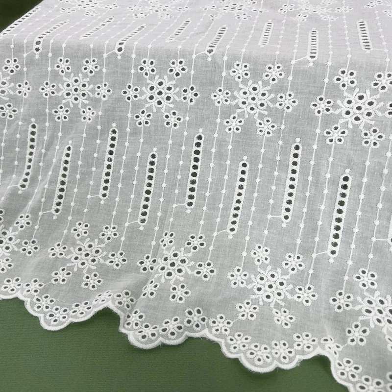 1 Yard Embroidery Snowflake Embroidery Flower Eyelet Cotton Fabric DIY Clothes For Boho Bridal Dress,Summer blouse Prairie Dress