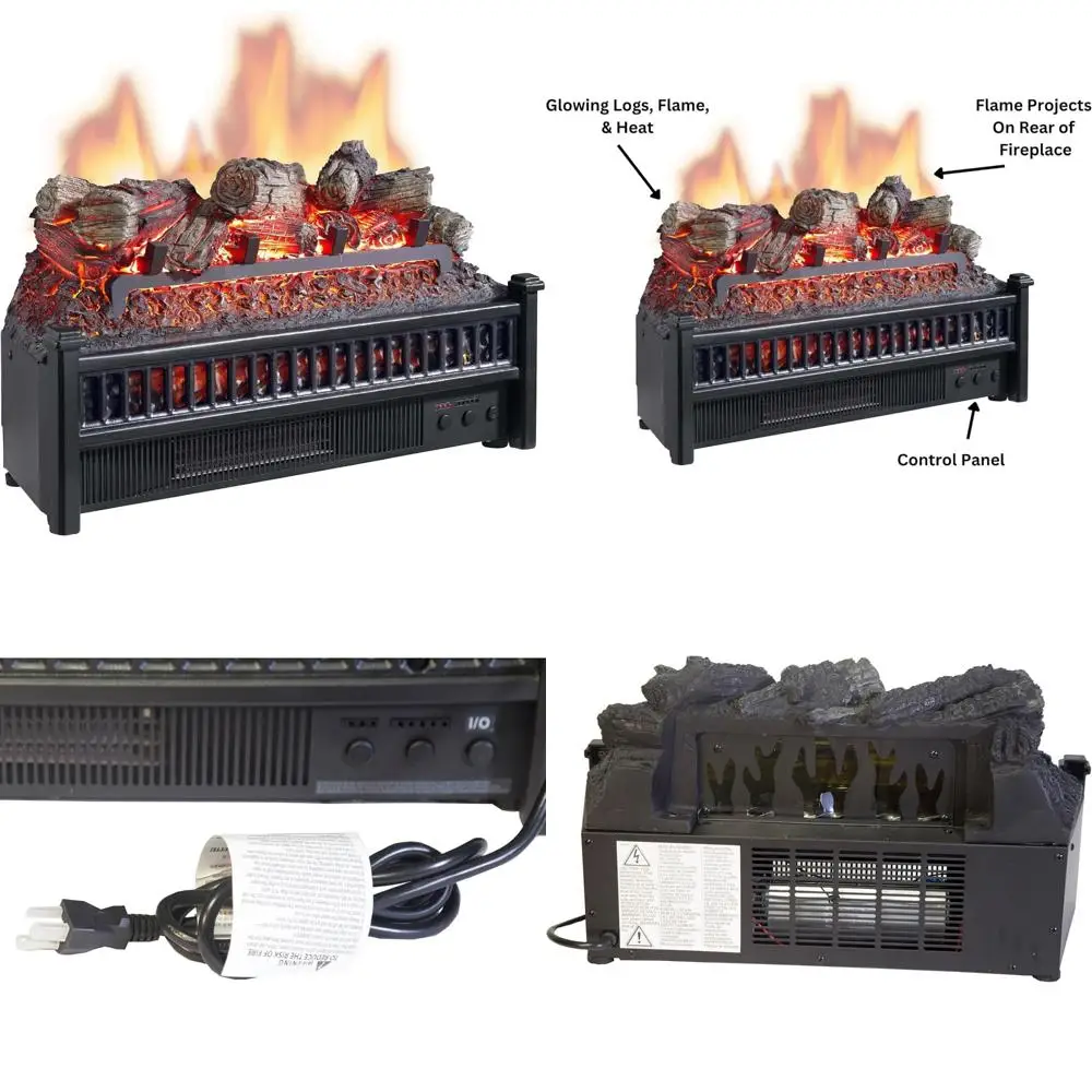 صديقة للبيئة 9x23x13 سخان سجل الموقد الكهربائي الأسود مع توهج مريح قابل للتعديل #1