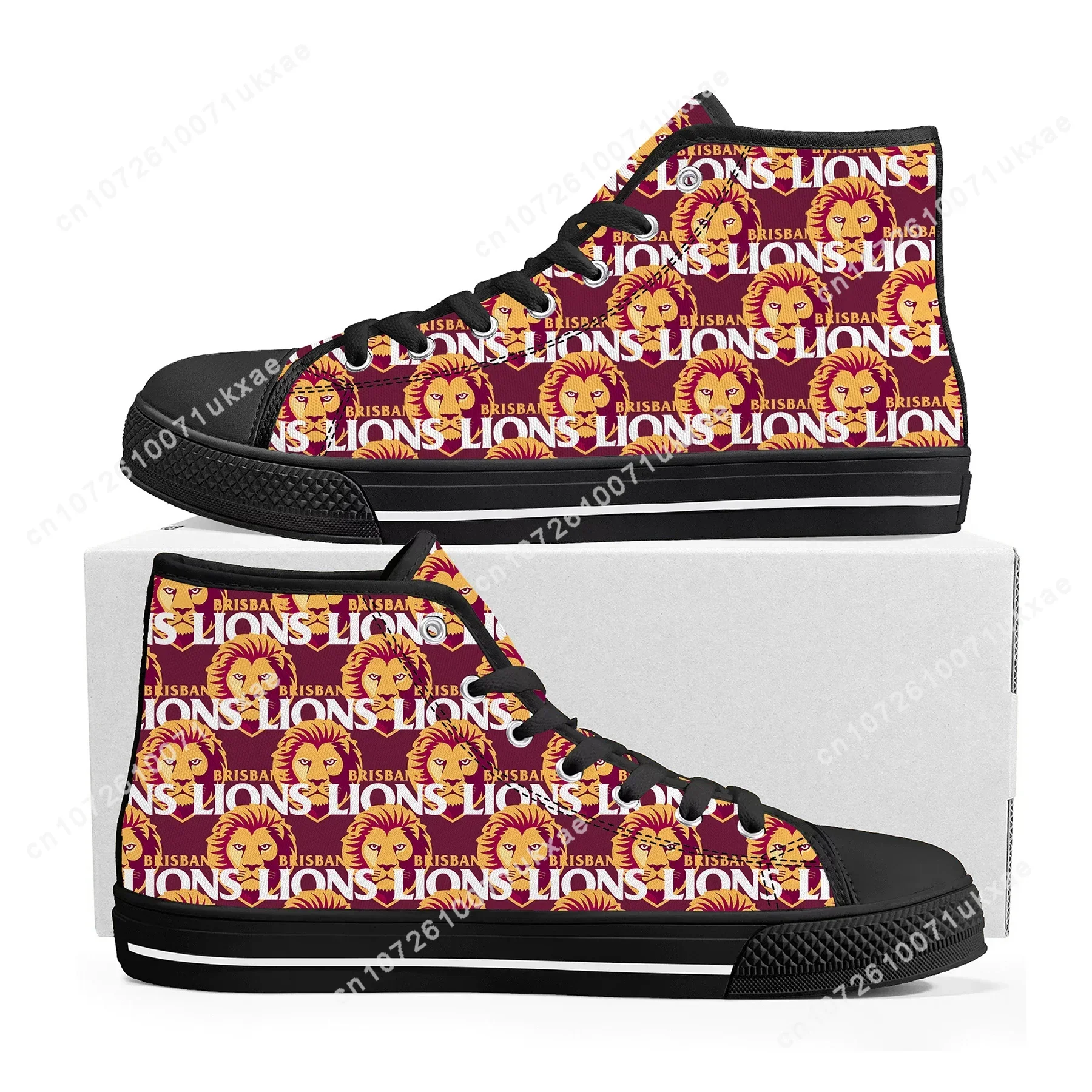 Brisbane Lions Australian Football High Top Sneakers Mens Womens Teenager High Quality Canvas Sneaker Shoe Casual Custom Shoes