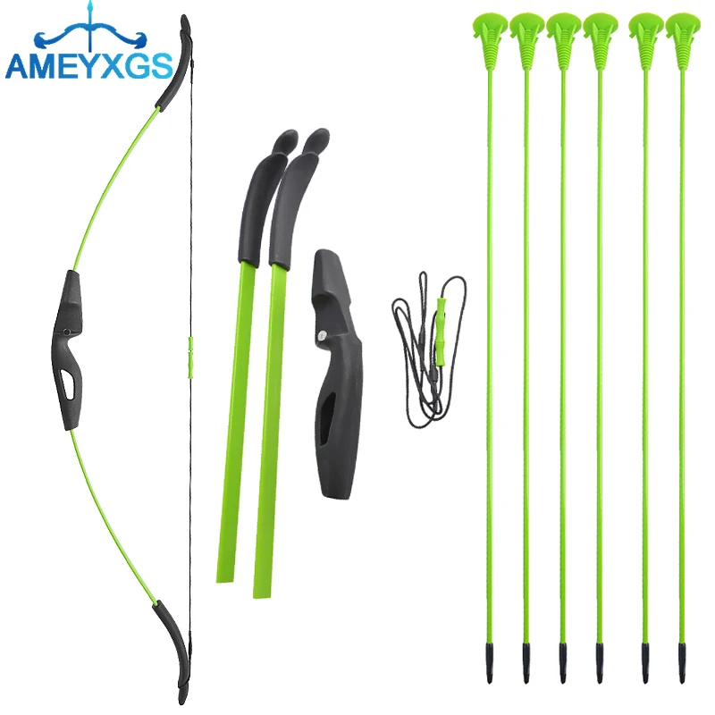 Archery Recurve Bow Kids Toy Kit Right Left Hand about 15lbs with 6 Arrows for Outdoor Sports Children Shooting Entertainment