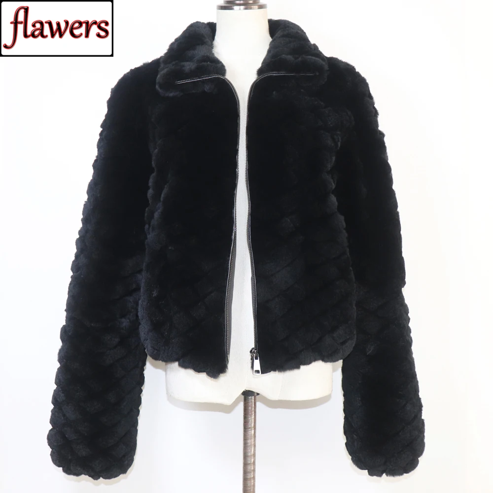 

Women Winter Full Pelt Real Rex Rabbit Fur Coat Thick Warm Natural Rex Rabbit Fur Jacket Lady Quality 100% Genuine Fur Overcoat