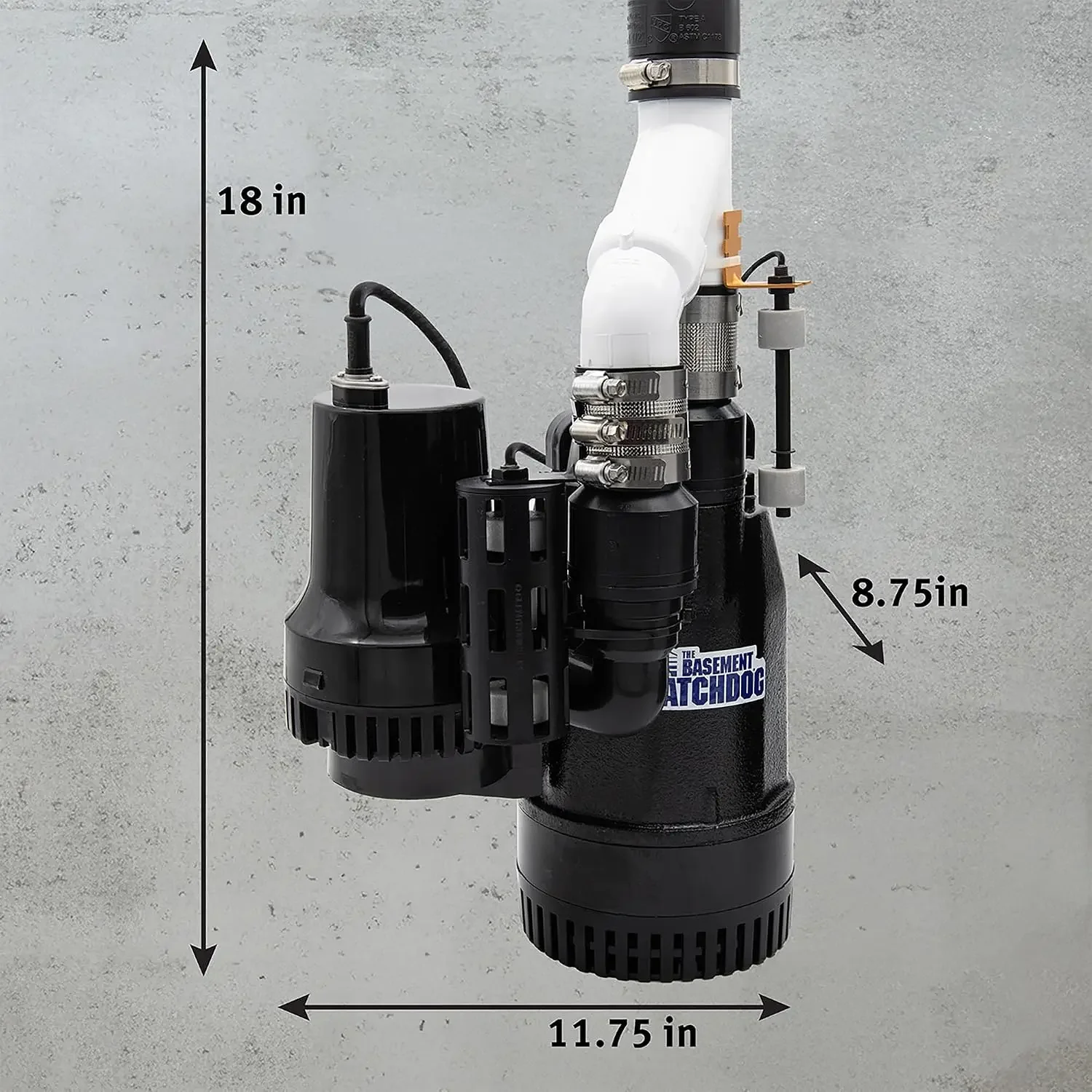 The Combo Preassembled Primary & Battery Backup Sump Pump System w/Monitoring Controller (CITS-50); Copper-Wound PSC Motor