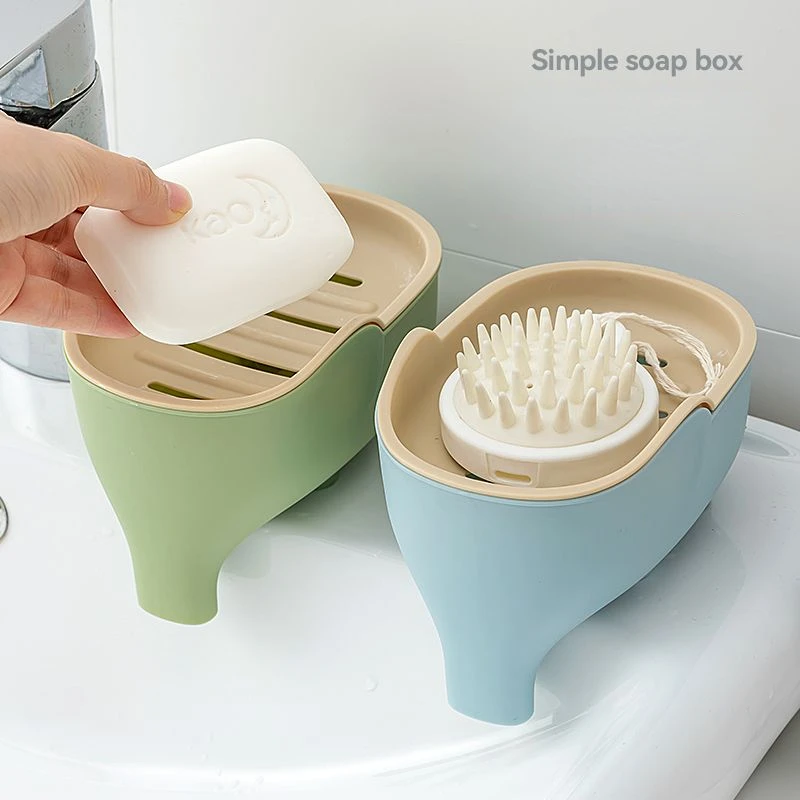 Soap Box NEW Double Layer Creative Cute Elephant Bathroom Accessories Home Decorative Children Students Waterproof Drain Rack