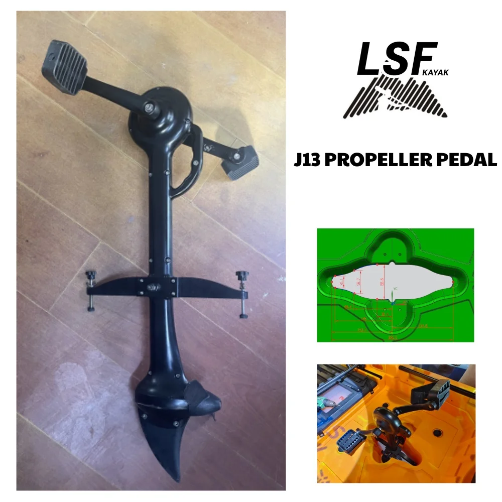Die-cast Aluminum Propeller Foot Pedal Fitting with Fin Mount Structure for Surfing and Fishing Kayak