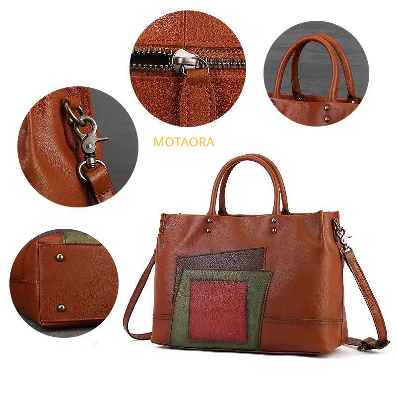 MOTAORA 2024 New Luxury Designer Purses And Handbags For Women Genuine Leather Shoulder Bag Handmade Vintage Ladies Hand Bags