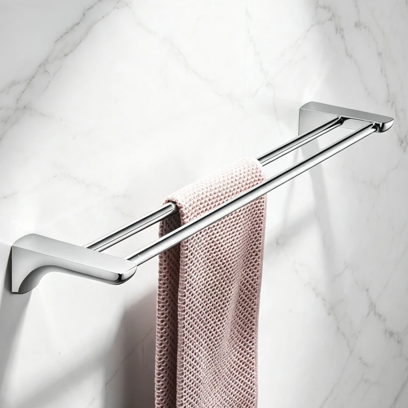 Chrome Plated Wall Mounted Stainless Steel Double Towel Bars Bathroom Towel Hanger Bathroom Accessories Towel Rack