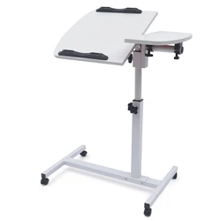 Rolling Laptop Table Adjustable Lifting Table Tilt Laptop Stand for Bed Sofa Side Table Portable Computer Rack 25.6-37.4in
