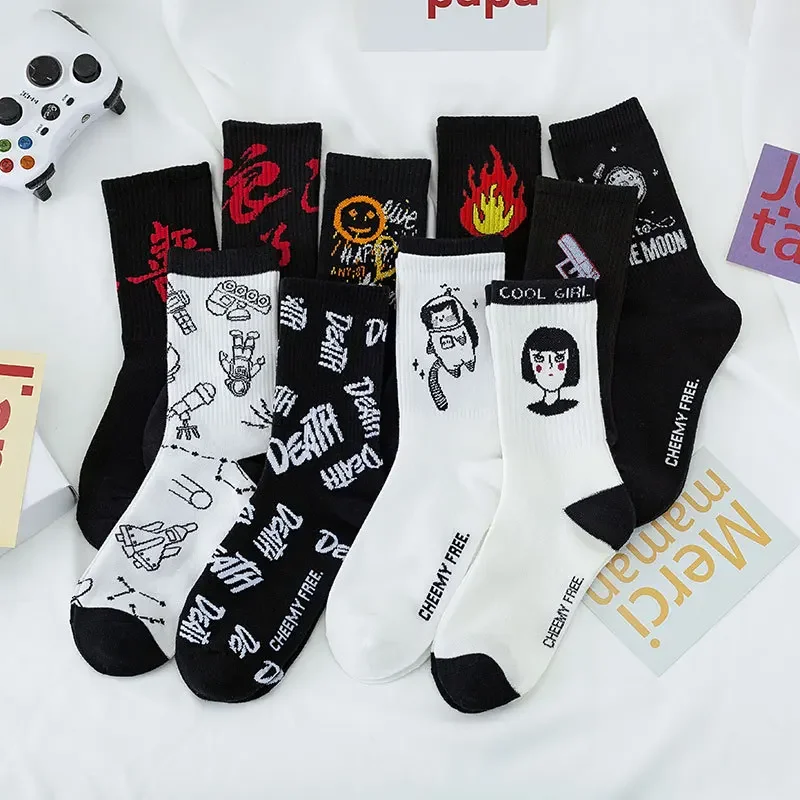 Calcetines de tubo largo para hombre, estilo universitario japonés, Harajuku, deportes coreanos, pareja femenina, calcetines altos de algodón a la moda para mujer