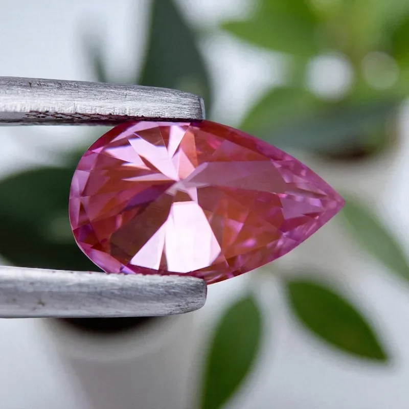 

Moissanite Pear Cut Sakura Pink Color Lab Grown Diamond For Diy Advanced Jewelry Rings Earrings Making With GRA Certificate