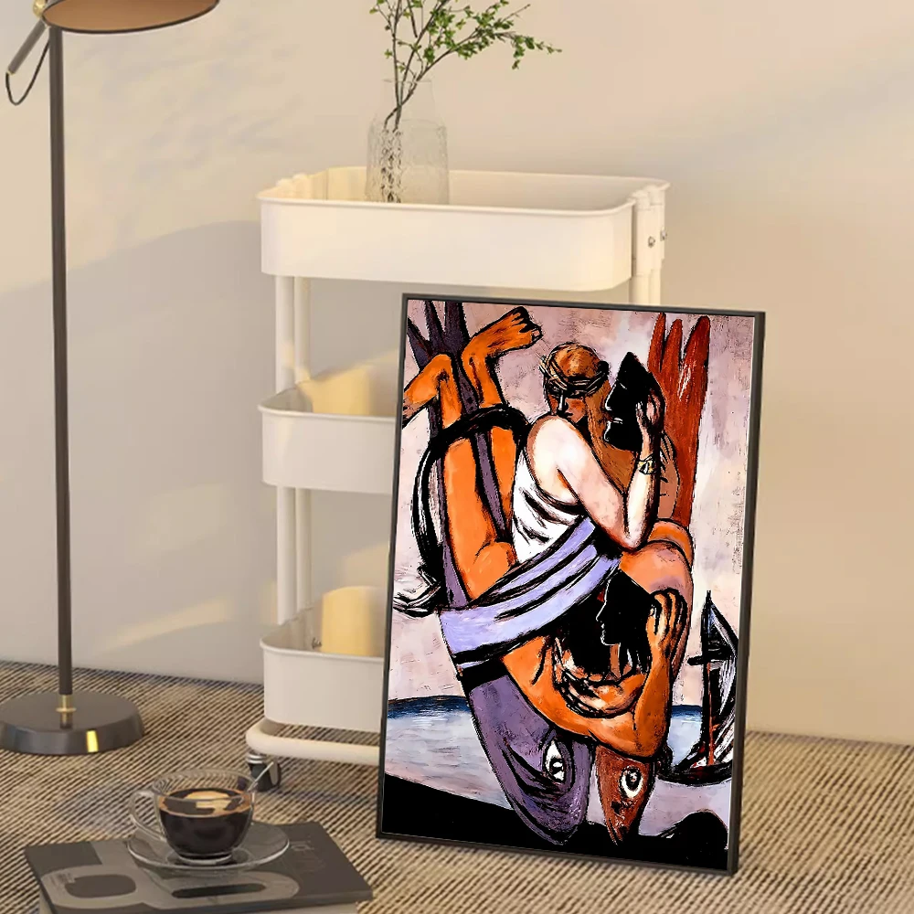 Canvas Print Painting Poster A blonde Woman and Fish Modern Abstraction Modern Living Room Porch Sofa Background Home Wall Decor