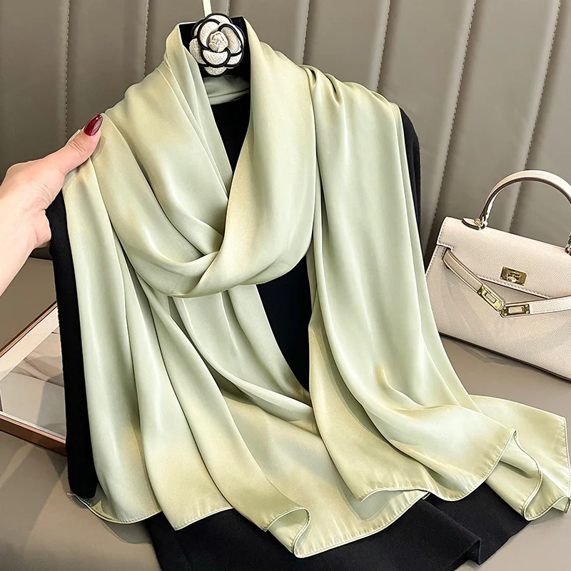 Luxury Scarf Women Silk Headscarf Hijab Designers Long Muslim Shawl Wrap Turban Bandana Foulard Satin Scarves Head Wraps