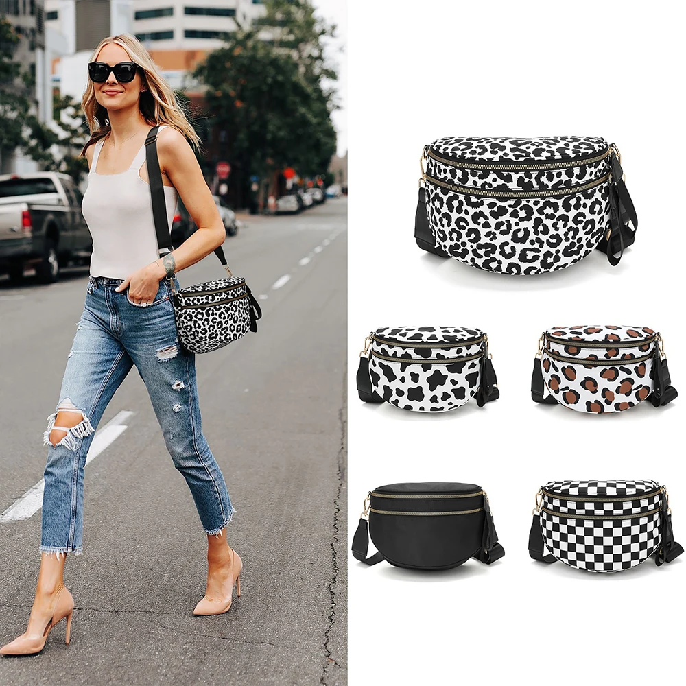 

Клетчатые сумки через плечо, большая вместительная поясная сумка для женщин, дорожная сумка-слинг, кошелек с регулируемым ремешком