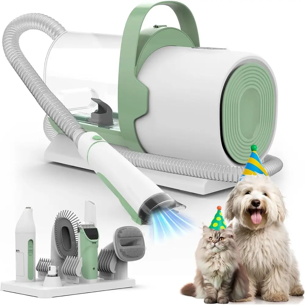 Pet Grooming Kit with 7 Tools, 11000Pa Vacuum, 2.5L Dust Cup for Dog Hair Removal and Home Cleaning