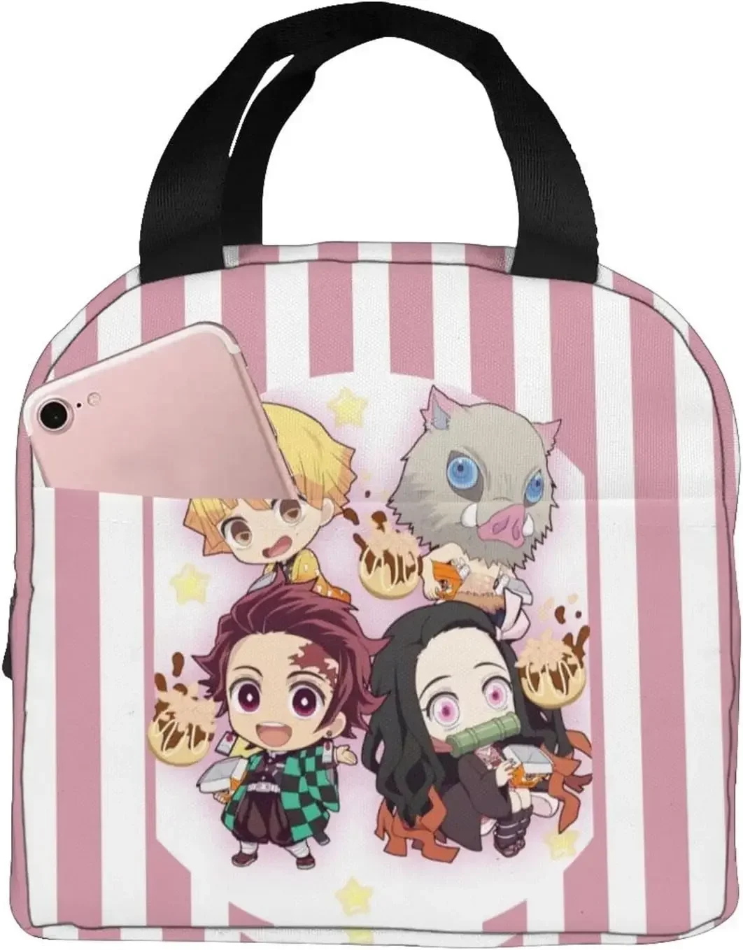 Cute Cartoon Anime Lunch Bag Tote Meal Bag Reusable Insulated Portable Thermal Lunch Box for Women Boys Girls Work School Picnic