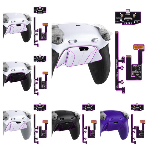 eXtremeRate RISE4 Plus MAX Kit de botón trasero extraíble con parada de gatillo clicky y empuñadura de goma para controlador ps5 BDM-030 040 050