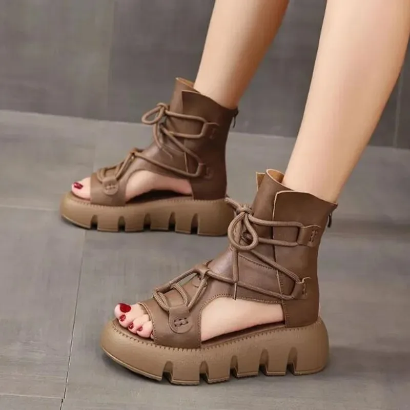 

Women's Sandals High Quality Handmade Retro Wedges Sandals Designer Shoes for Women 2026Summer Platform Roman Sandals Cool Boots