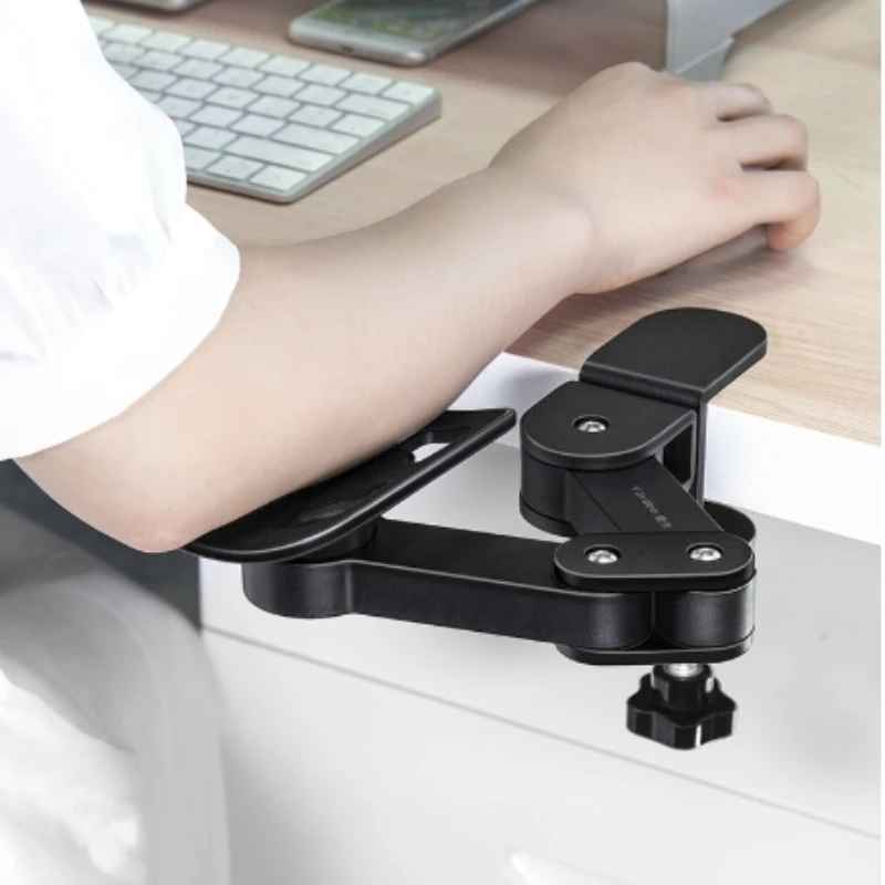 360° Rotating Arm Stand Desk Extension for Mouse Pad & Wrist Support No-Hole Installation Office Desk