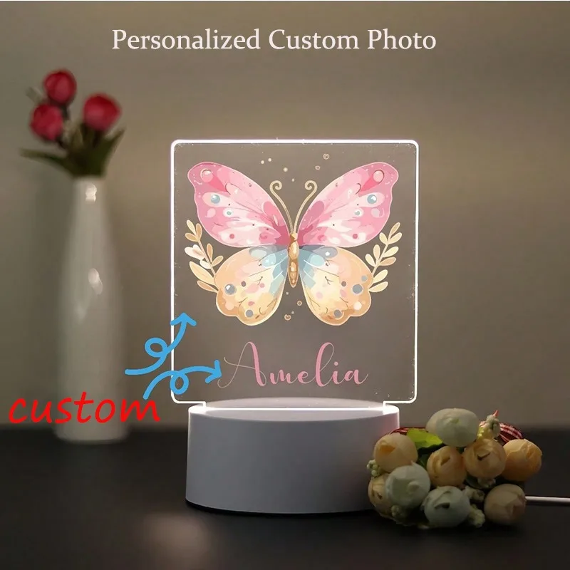 Personalized Custom Photo Night Light 3D Acrylic Photo Text Names Customized Bedroom Lamp Usb Night Light Friend Birthday Gifts