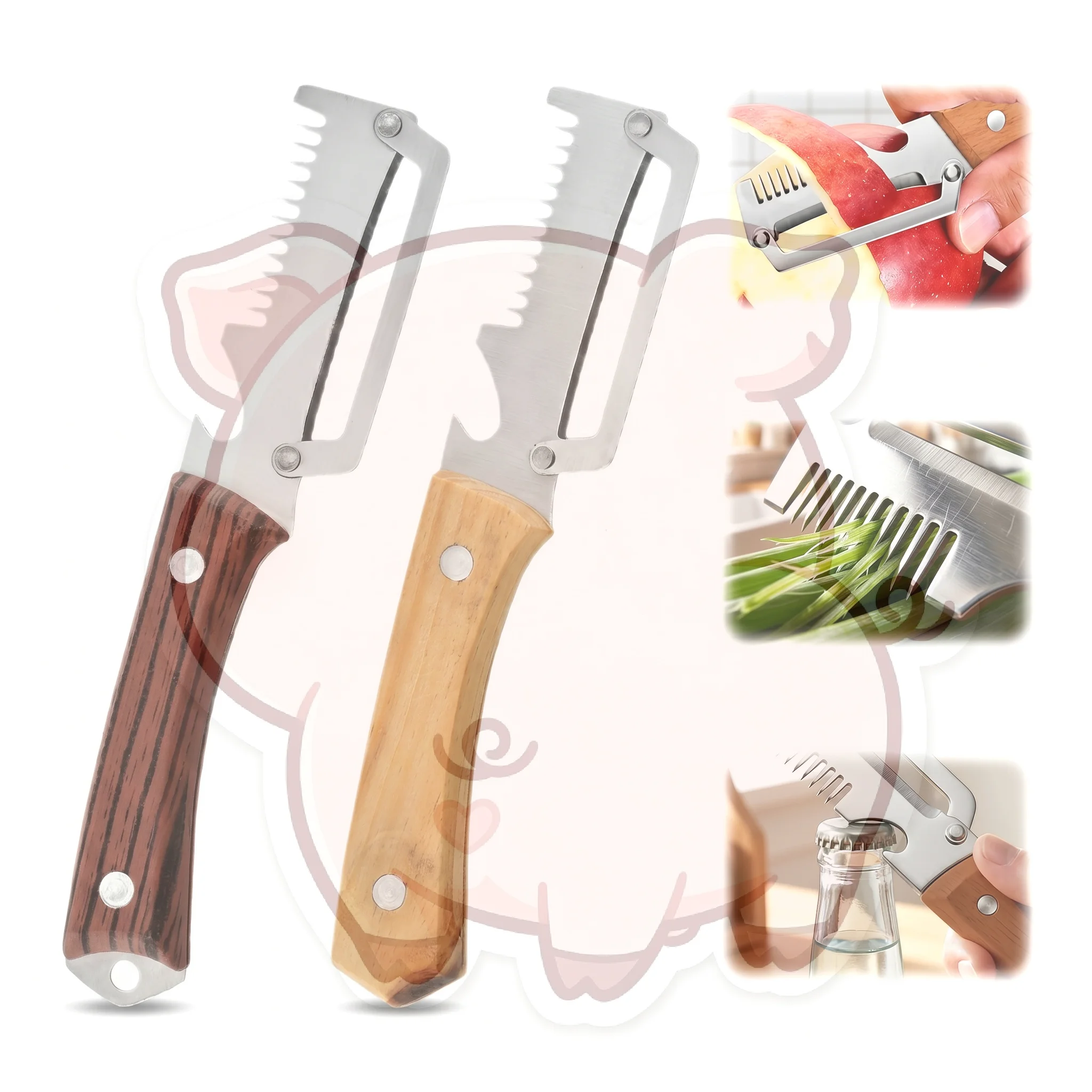 3 in 1 Vegetable Peeler with Sharp Serrated Knife Scallion Shredder Opener for Household Cooking and Vegetable Preparation