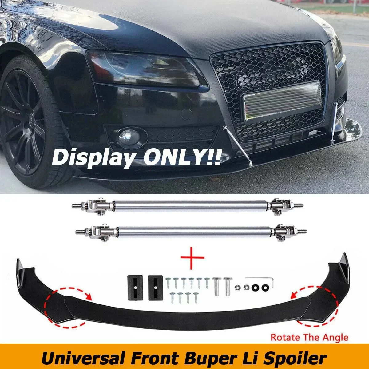 4PCS Universal Front Bumper Lip Spoiler Side Splitter Body Kit Guards w/ 15cm Strut Rod For AUDI A4 B8 2000-2022 Car Accessories