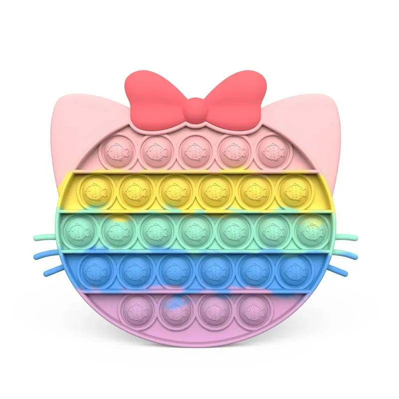 Rainbow Push Bubble Fidget Toy - Stress Relief Sensory Toys for Adults Kids, Simple Dimple Popper for Autism ADHD Anxiety