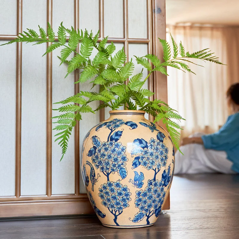 

New Chinese blue and white porcelain vase indoor living room entrance decoration ornament TV cabinet flower arrangement ceramic