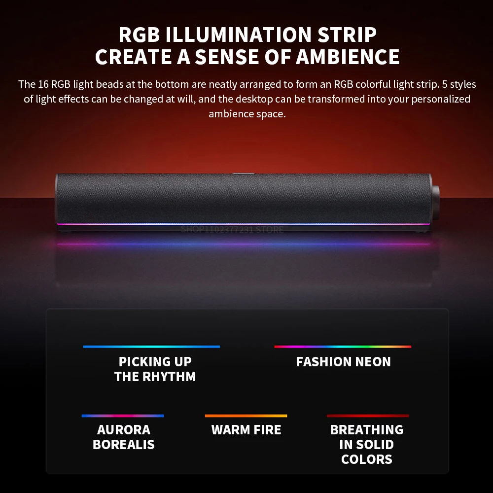 New XIAOMI Redmi Computer Speaker Four-Unit Two-Channel Stereo RGB Ambient Light Bluetooth 5.0 Built-in Microphone Knob Control