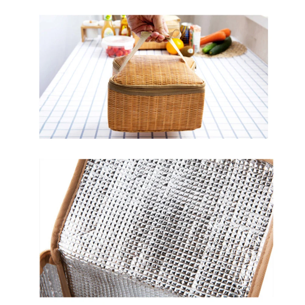 

rattan lunch bag rattan woven lunch bag picnic lunch bag lunch tote bag waterproof lunch bag