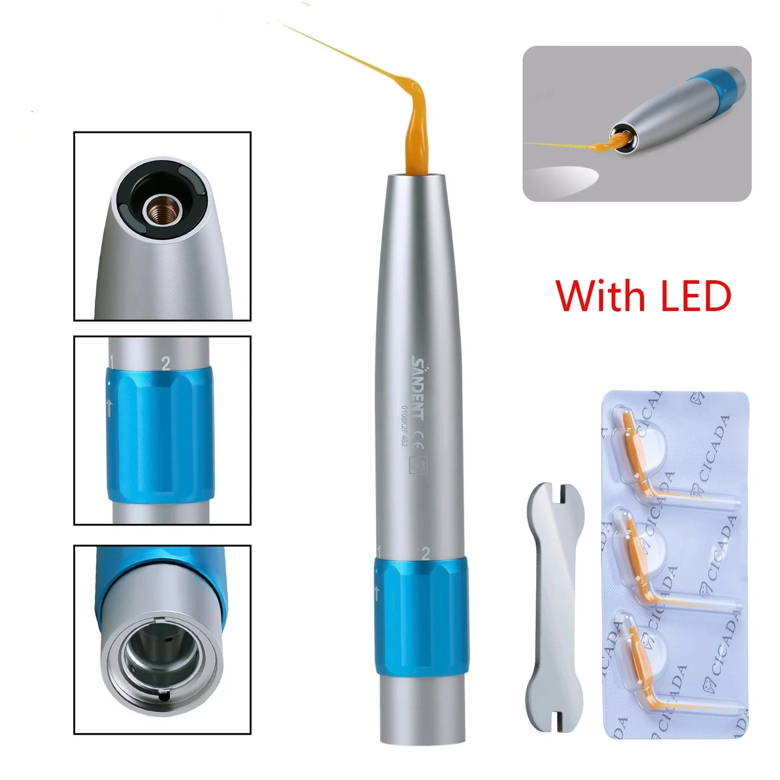 Dental LED Sonic Air Scaler Handpiece Activation Irrigation Tip Fit KaVo Quick Coupler