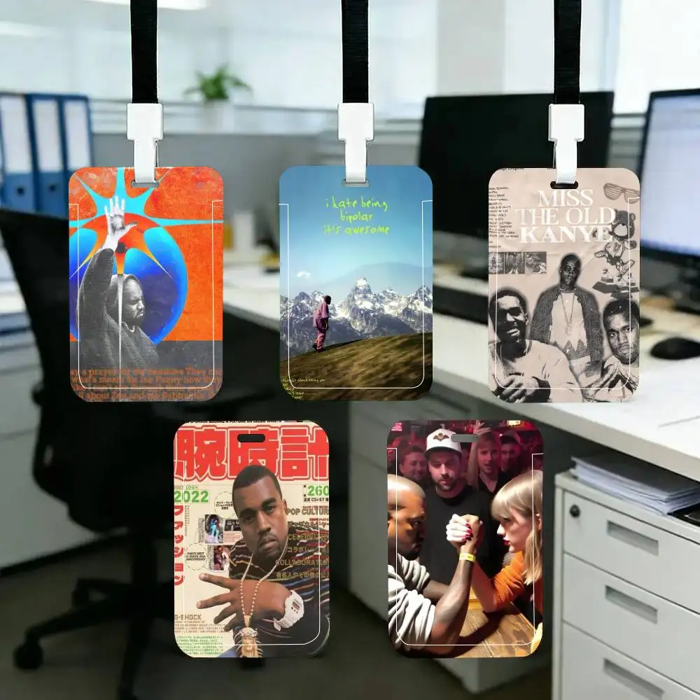 

K-Kanye West ID Card Holder Neck Strap Pendant Door Badge Holder Lanyards Keychain Work Credential Case Gift