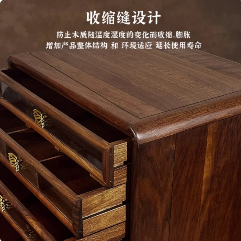 

Black walnut solid wood storage cabinet, drawer-type household cup and tea set storage cabinet, multi-layer dental cabinet
