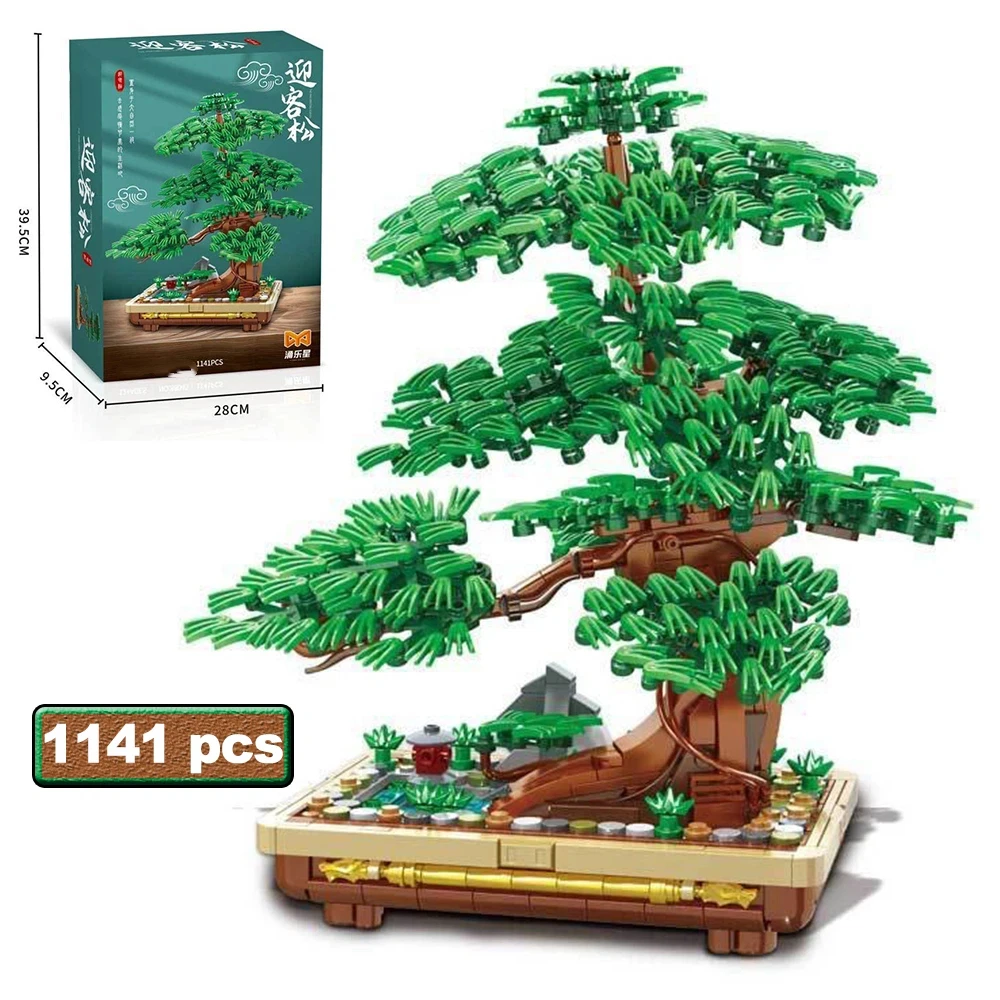 

1141 деталь MOC: Конструктор «Приветственный сосновый деревянный домик» для городского ландшафта, сборная модель для гостиной, имитация растения, подарок для всей семьи