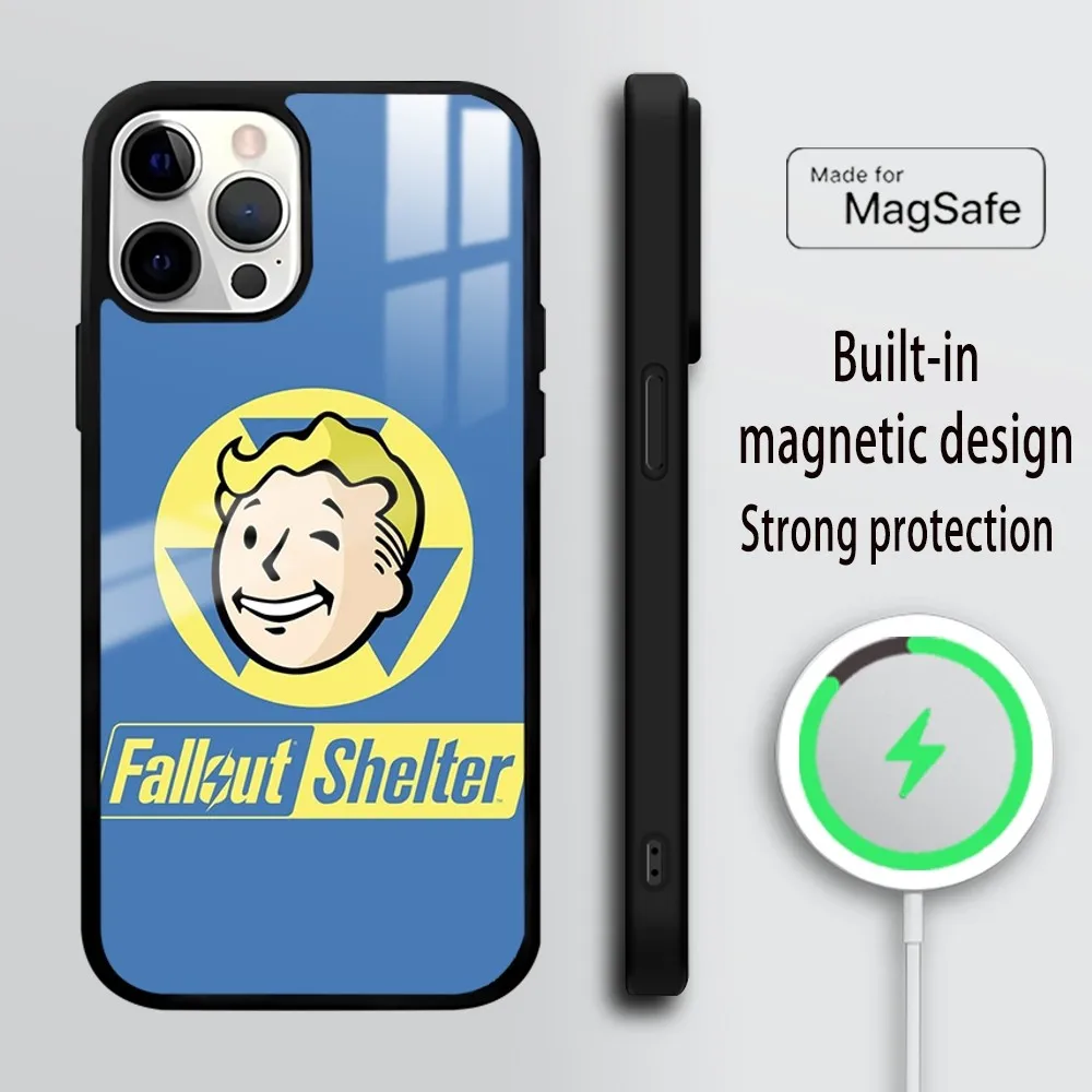 Games F-Fallout S-Shelter Phone Case For iPhone 16 15 14 13 12 11 PRO MAX PLUS Mini Magnetic wireless mirror phone case