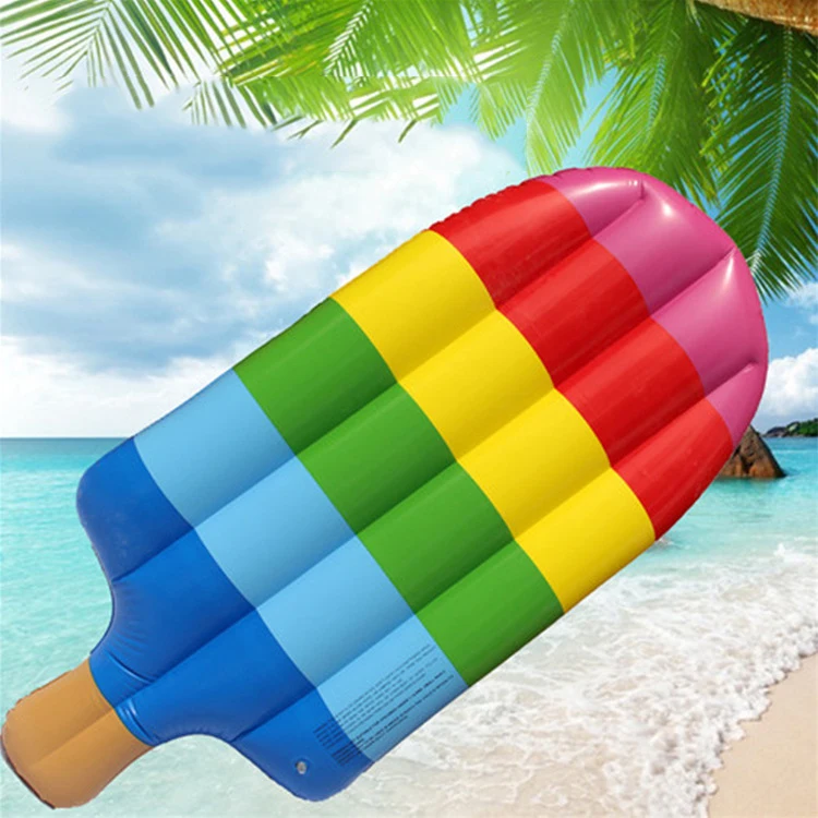 Summer hot sale PVC popsicle air cushion rainbow inflatable pool   chair pool float is in stock view 2