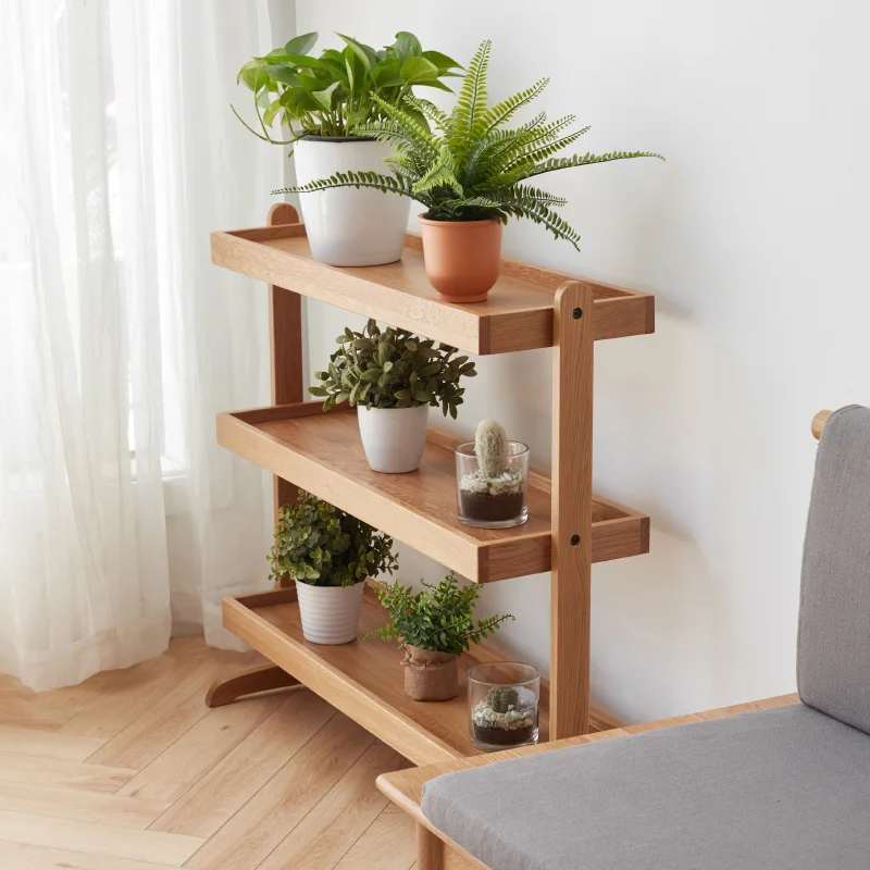 Freestanding 3 Tier Ladder Shelf Wood Multiple Plants Stand Indoor Outdoor Flower Pot Holder Planter Organizer Display Rackpromo