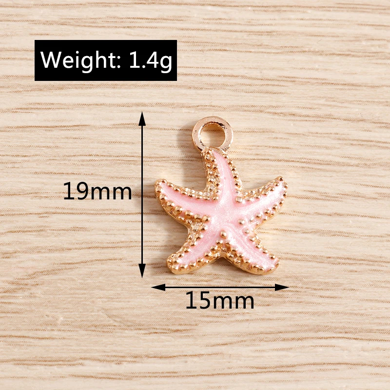 10 Stück 15x21mm Niedliche Emaille-Seestern-Muschel-Anhänger für die Herstellung von Halsketten, Ohrringen, Armbändern, DIY-Bastelarbeiten, Schmuckzubehör – Detail 11