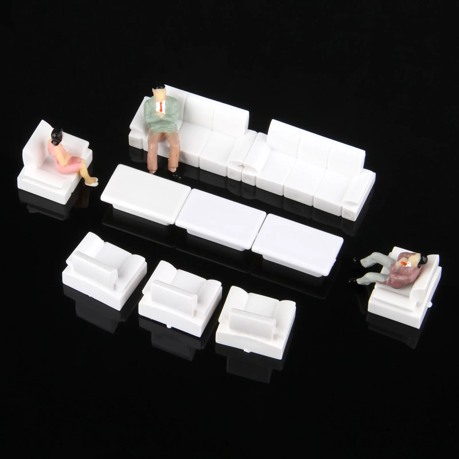 1:50 Scale Miniature Furniture Set Model Single Bed Best For Room Box Doll House Train Model Building Layout Accessories 10pcs view 4