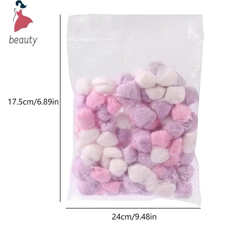 Bolas de algodón para quitar esmalte de uñas, suministros de limpieza para manicura, Gel para removedor de fototerapia, pegamento, bola de algodón, 100 unids/lote por paquete