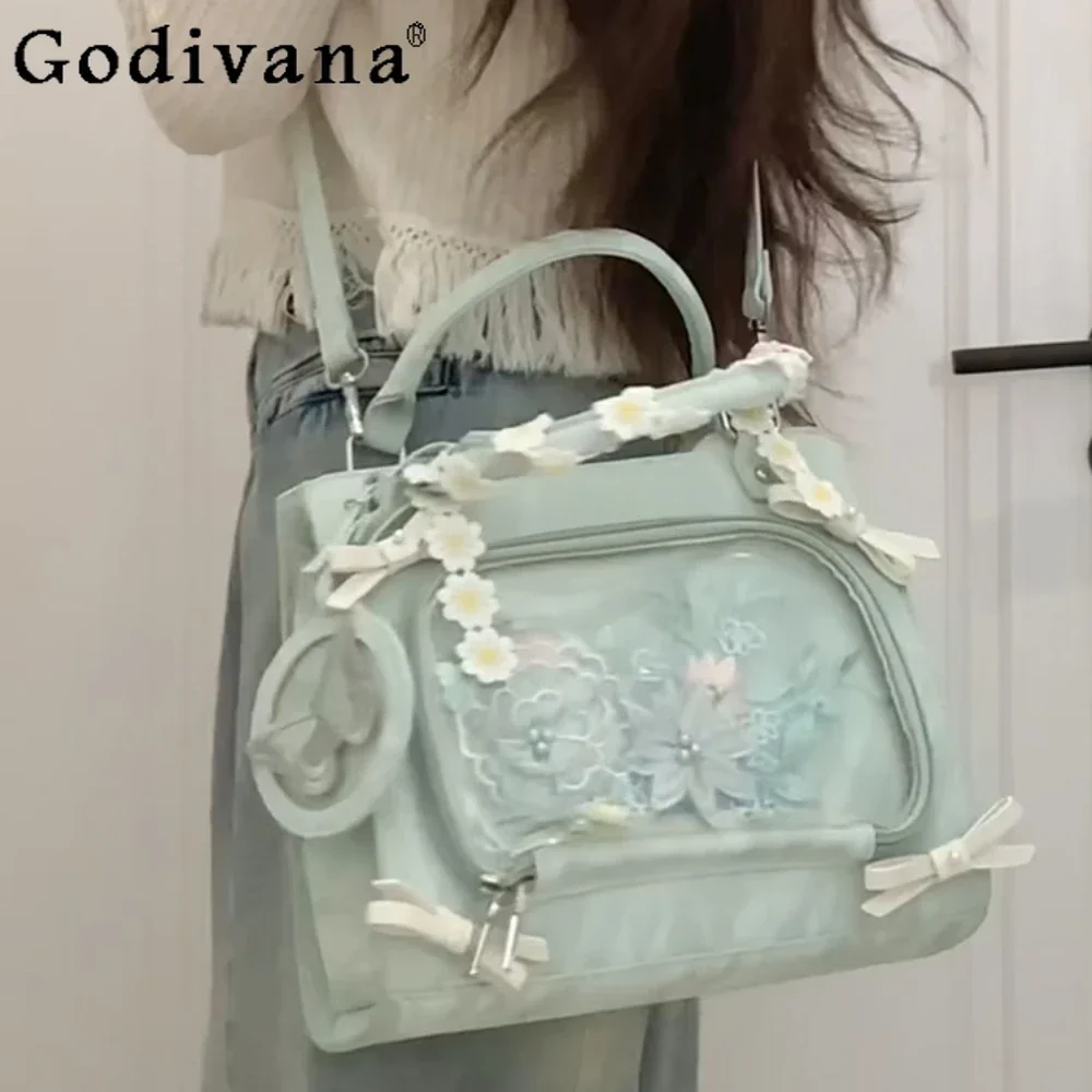 Słodka śliczna kokardka japońska śliczna Kawaii Itabag przezroczysta torba na ramię Bolso torby Crossbody torebki damskie