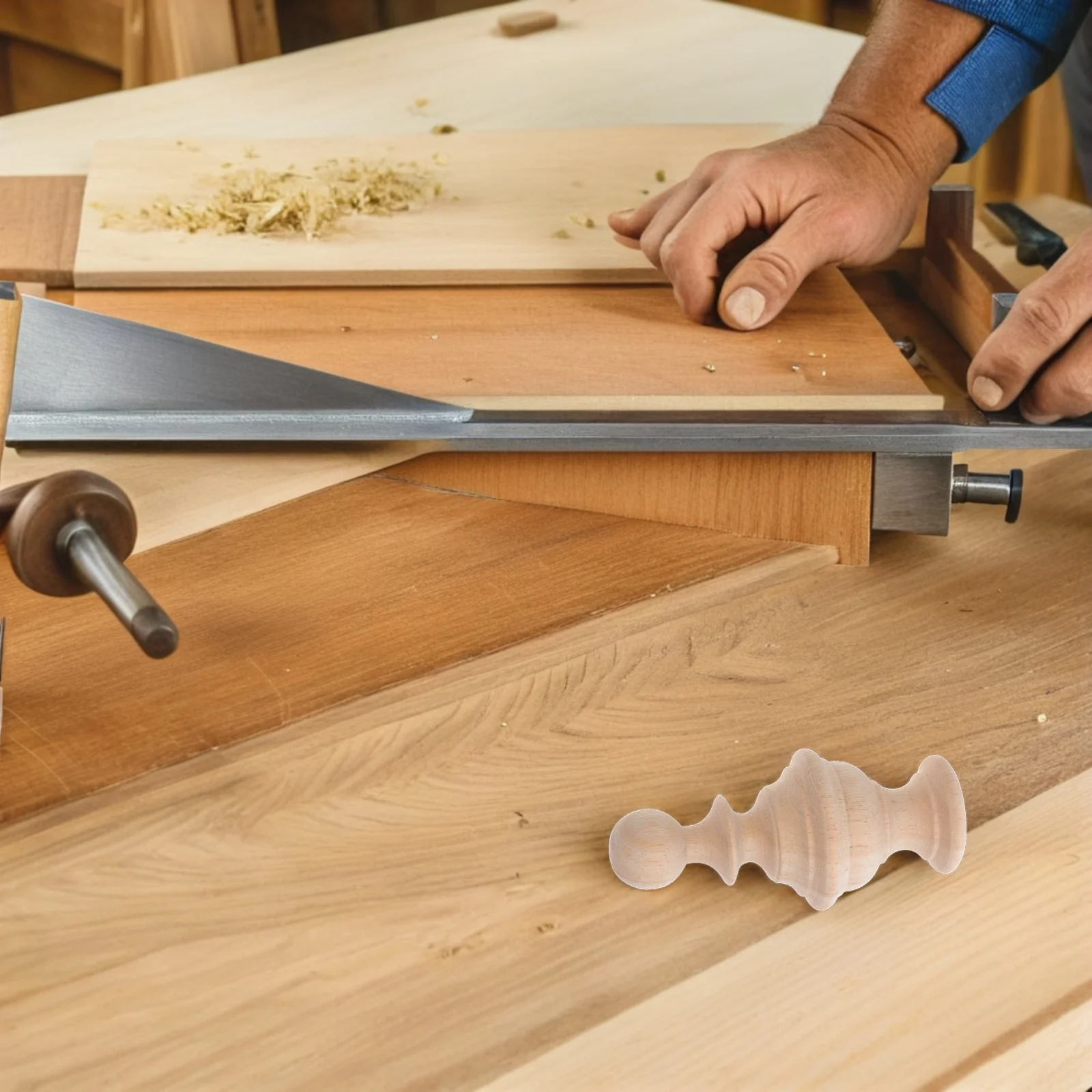 

Unfinished Wood Finial Carved Decorative Wooden Curtain Rod Bed Post Flagpole Topper for Home Staircases DIY Crafts