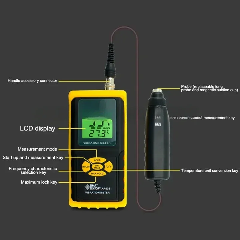 AR63B Digital Precision Vibration Meter Tester Gauge Analyzer Smart Sensor